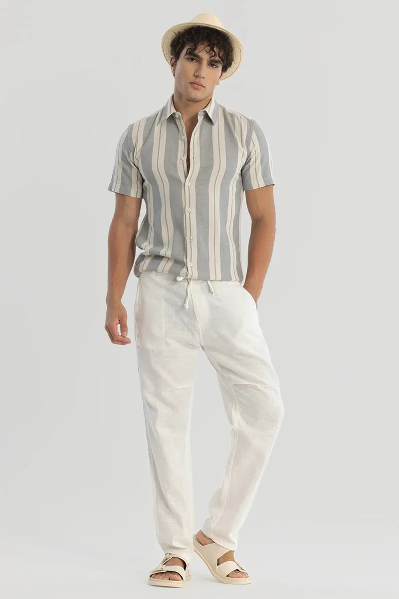 سنيتش White Plain Relaxed Fit Trousers